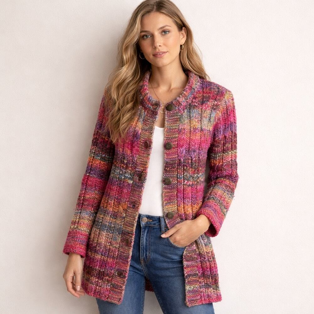 Sundance Multicolor Chunky Knit Cardigan – Size XS